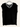 /Black/ Black sleeveless top with white trim on a hanger against a white background
