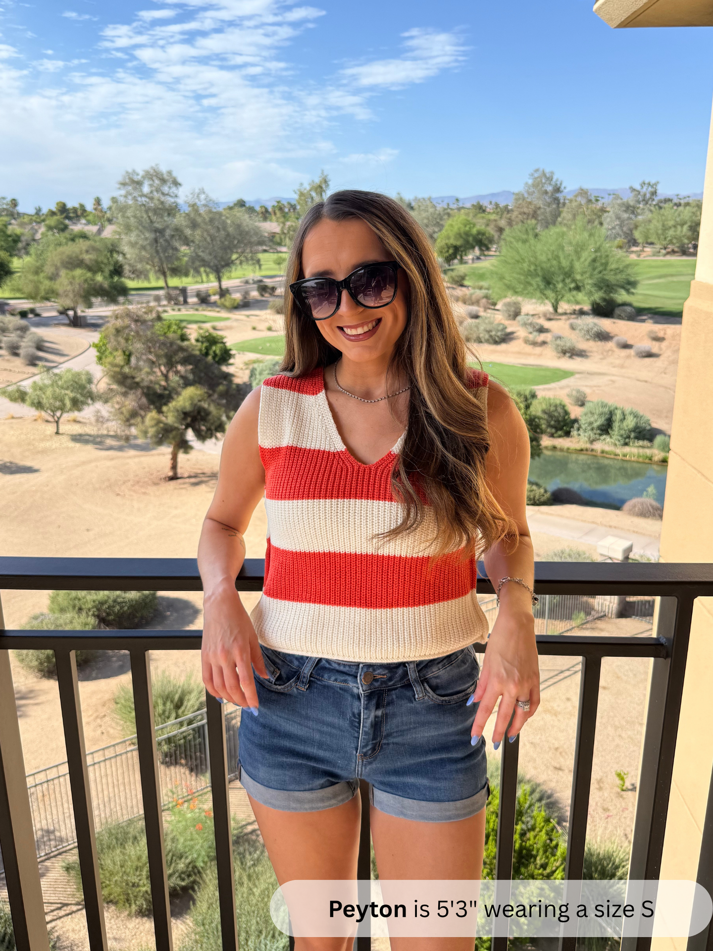 Bevo Striped Top- Simply Amy. Orange and White tank top
