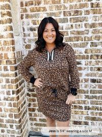 jessica wearing leopard luxe skort set