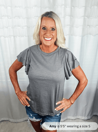 Gray Ruffle Top - Simply Amy