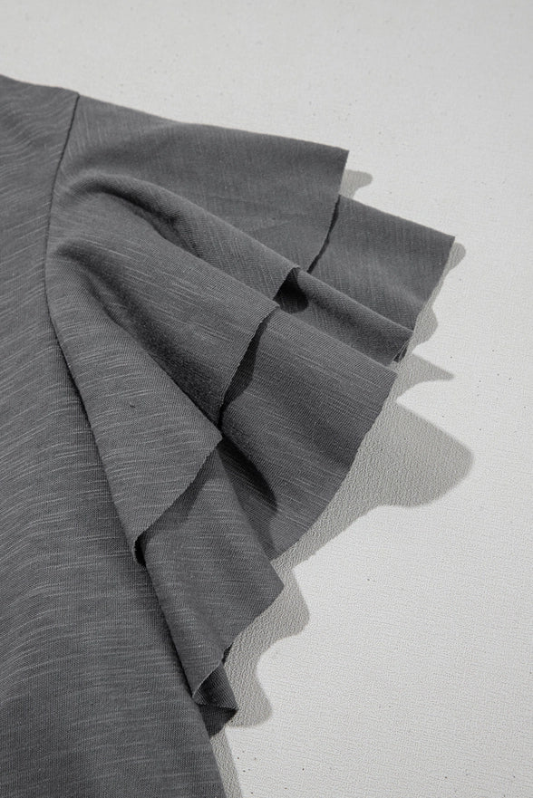 Gray Ruffle Top - Simply Amy