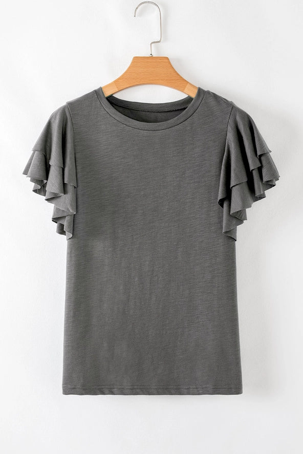 Gray Ruffle Top - Simply Amy