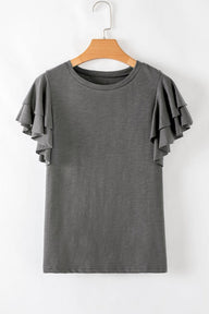 Gray Ruffle Top - Simply Amy