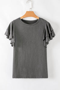 Gray Ruffle Top - Simply Amy