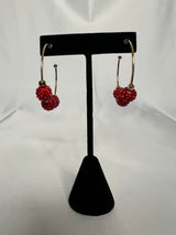 /Red/ Rhinestone Ball Hoops - Simply Amy