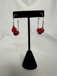 /Red/ Rhinestone Ball Hoops - Simply Amy
