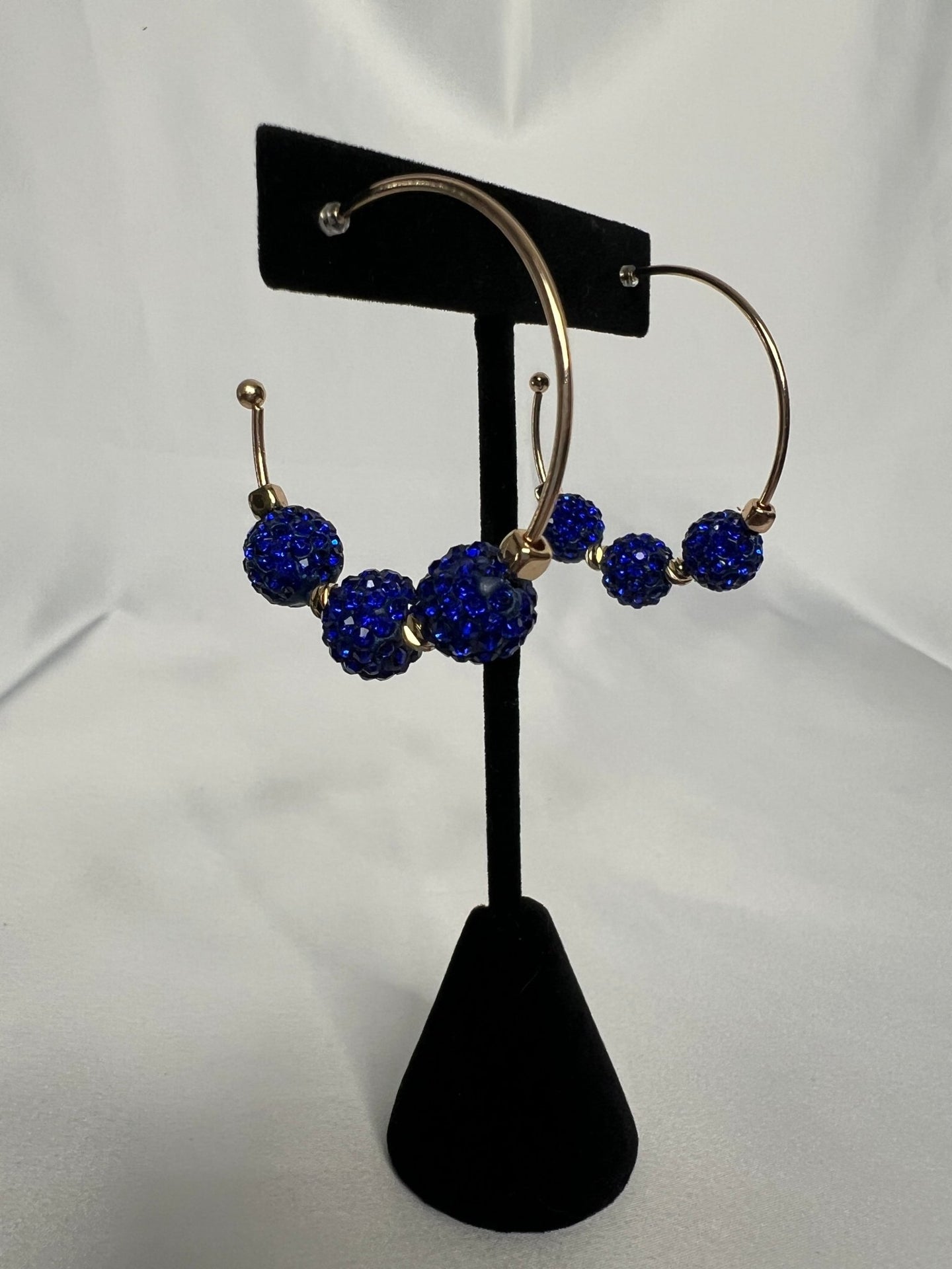 /Blue/ Rhinestone Ball Hoops - Simply Amy