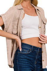 /Ash Mocha/ Zenana Ashlee Nicole Blouse - Simply Amy
