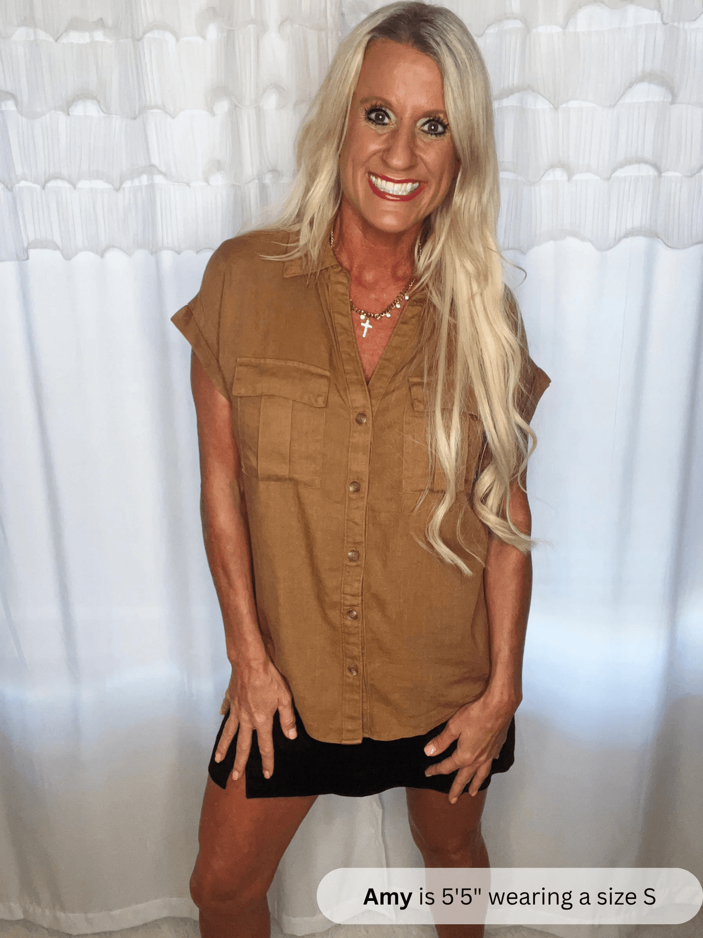 /Deep Camel/ Zenana Ashlee Nicole Blouse - Simply Amy