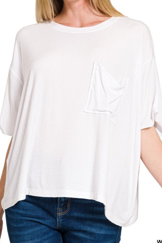 /White/ Zenana Oversized Round Neck - Simply Amy